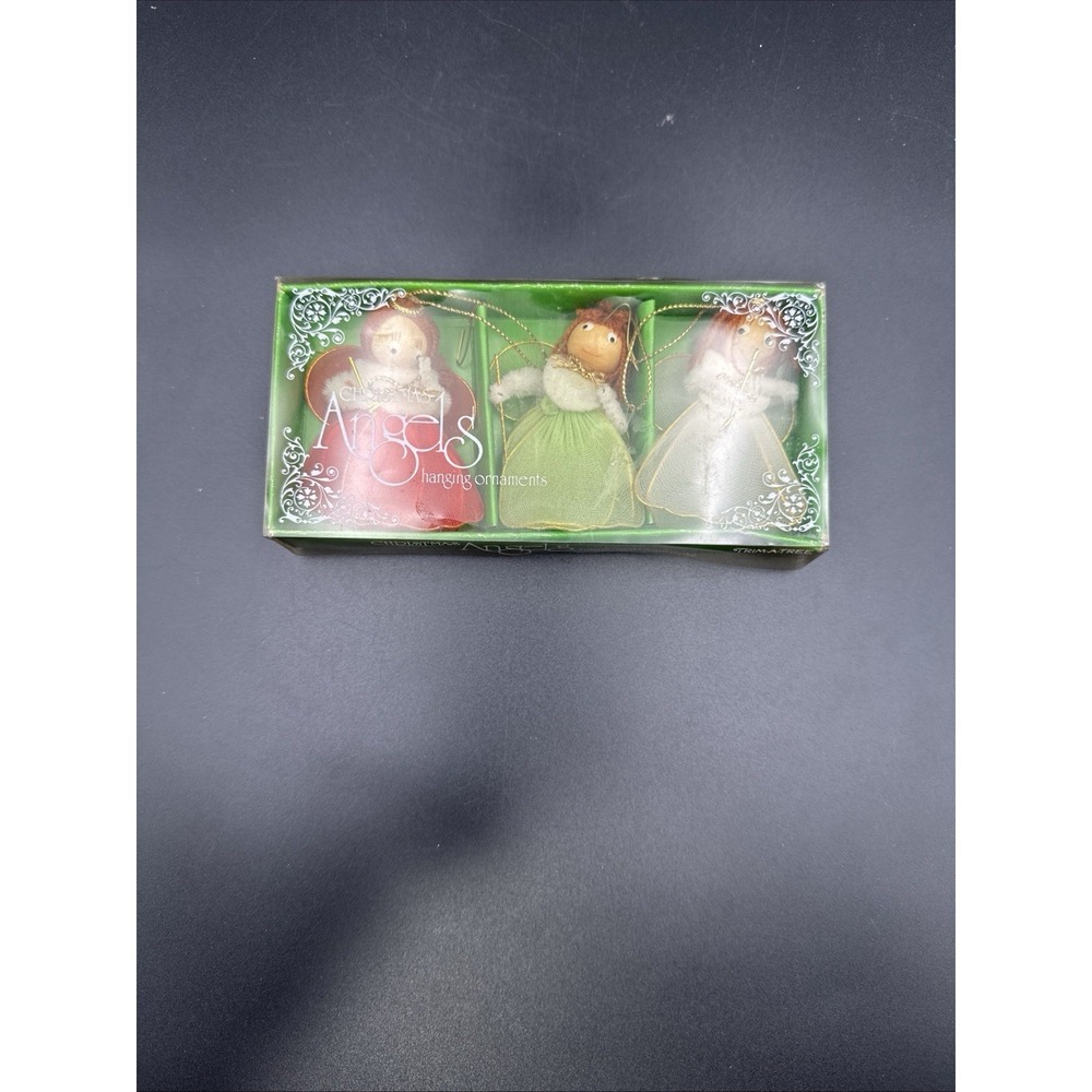 VINTAGE 1980 CHRISTMAS ANGELS HANGING ORNAMENTS TRIM-A-TREE CMA INC ORIGINAL BOX